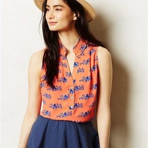Anthropologie Maeve Octopus Sleeveless Tank Top Blouse Sz 4